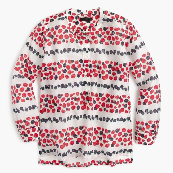 J. Crew Tops - J Crew Petite cotton-silk  popover berry shirt